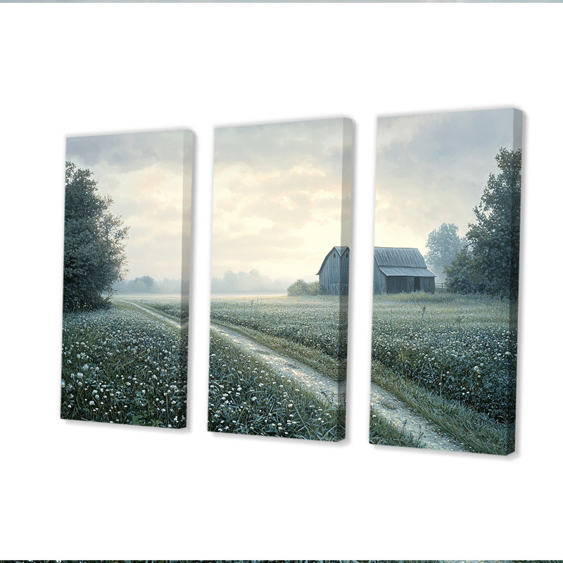 Barn Farm Photo Morning Dew - ensemble de reproductions d'art mural de ferme, Toile tendue, H 28 po x l 36 po x P 1 po