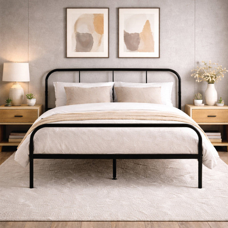 Charlesworth Metal Bed, Black, Double (4'6)