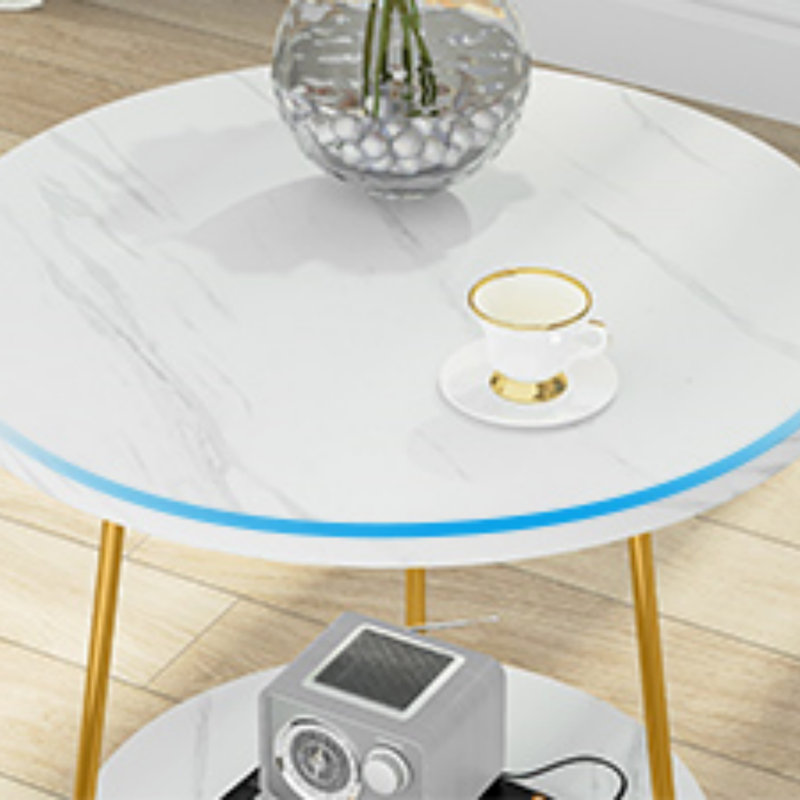 Table de bout ronde à 2 niveaux Table d'appoint Table de chevet moderne Petite table basse pour salon Chambre à coucher