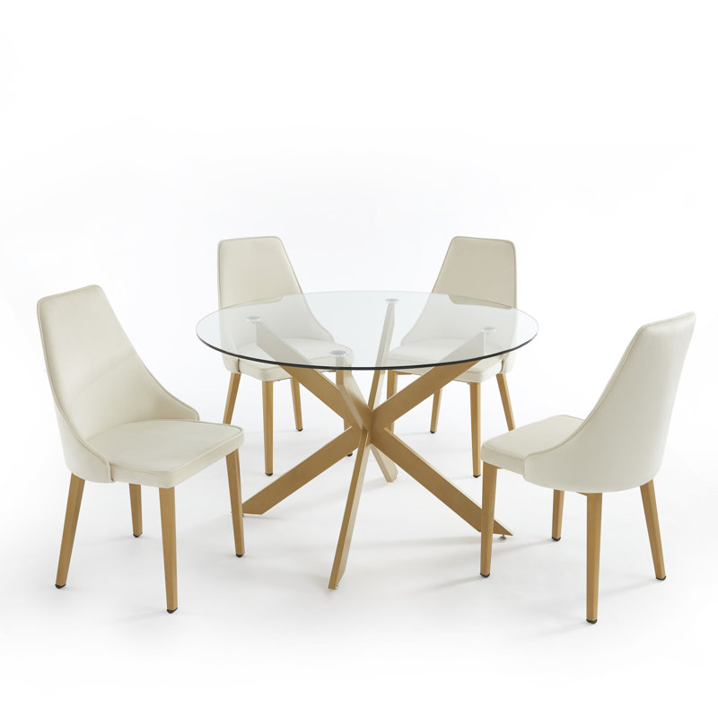 Ensemble repas pour quatre personnes, Beige, Or