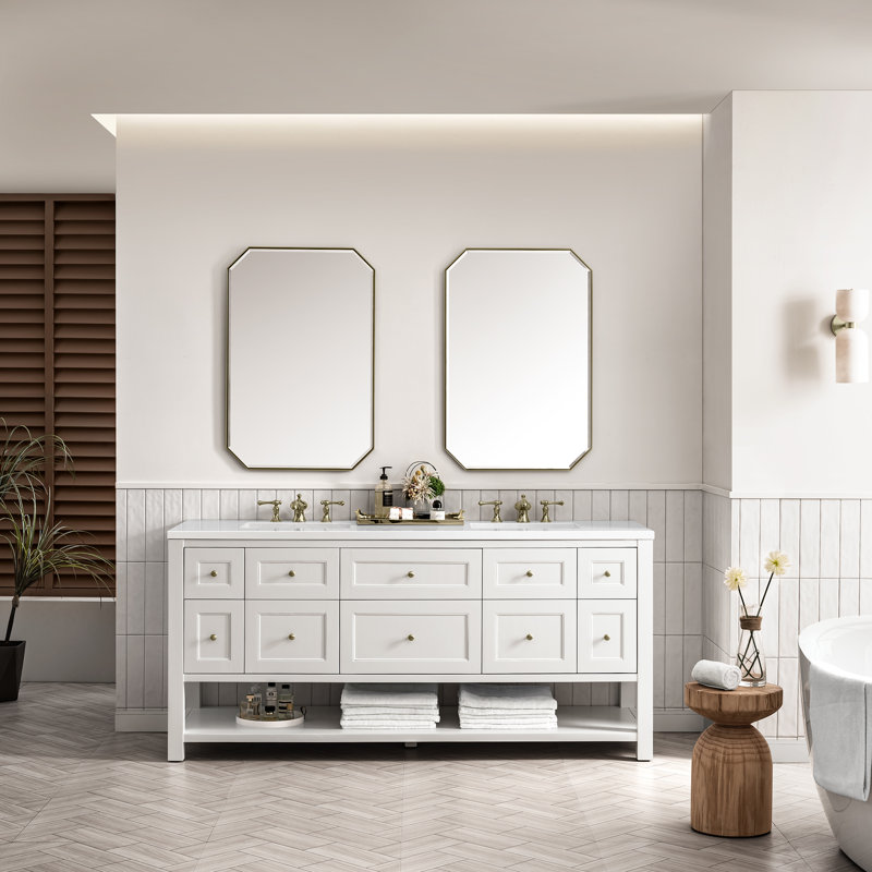 Breckenridge 72'' W Double Vanity, Bright White, White Zeus, 8" Widespread