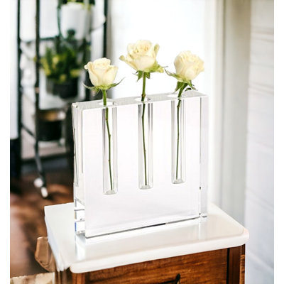7" Clear Crystal Clear Square Table Vase