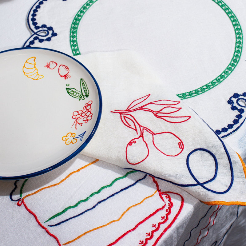 Fete Embroidered Linen Napkins