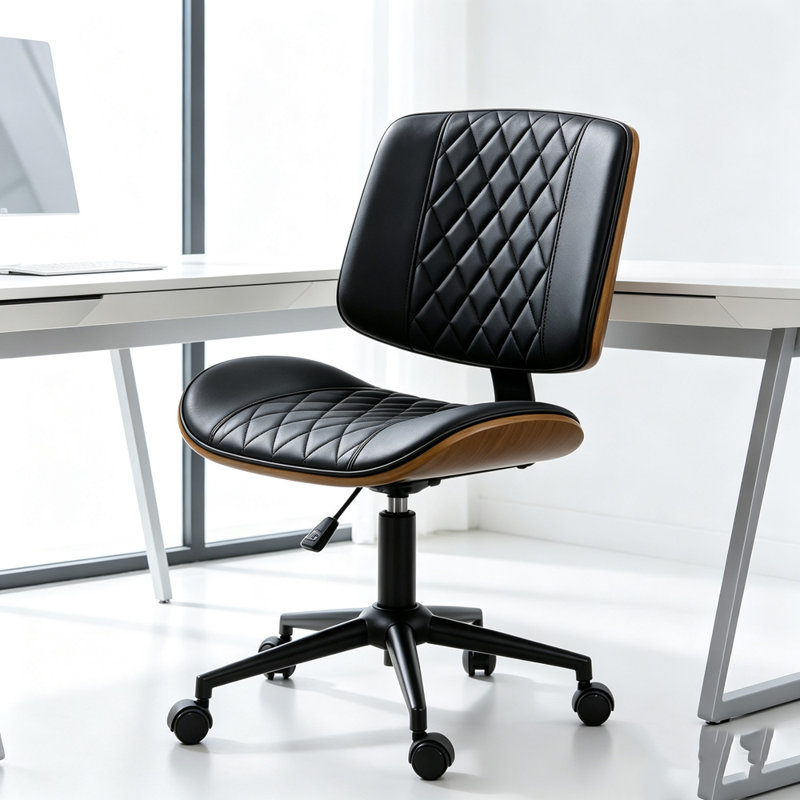 Chaise de bureau moderne sans accoudoirs avec capitonnage à losanges