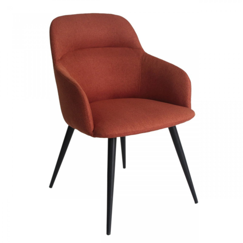 Chaise de salle à manger moderne orange et noire en lin Ergo, Orange
