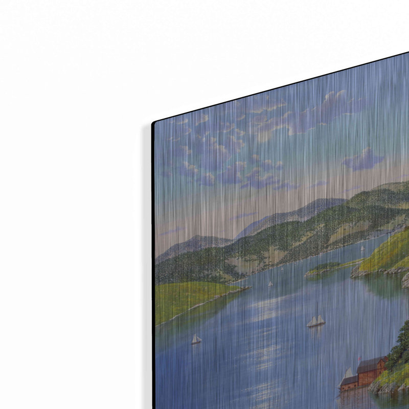 «Hudson River Near West Point In 1865» par Eduardo Camoes, art mural en métal, H 16 po x l 24 po