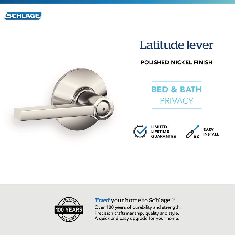 Serrure de lit et de baignoire Latitude, Polished Nickel