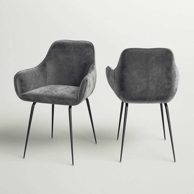 Abert 49cm H Tufted Cotton Upholstered Armchair, Grey