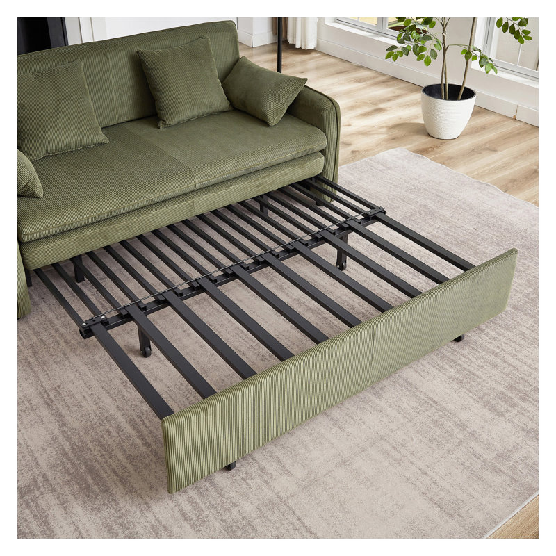 Canapé-lit convertible en velours côtelé 2 places L 66 po x P 33,5 po x H 32 po