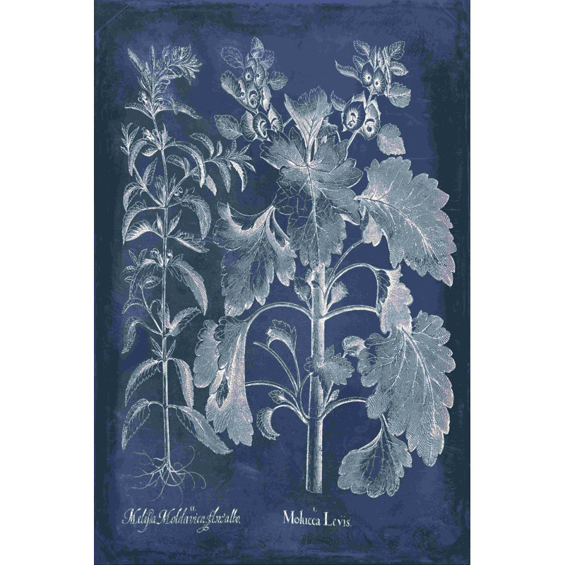 Feuilles Besler en indigo I, H 18 po x l 12 po x P 1,25 po