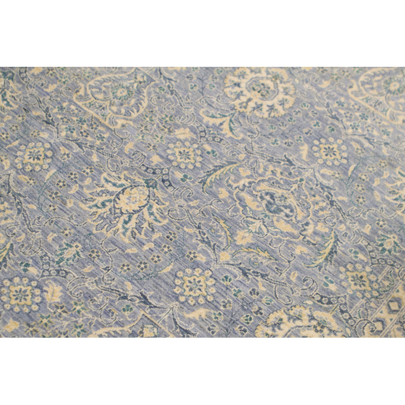 Wool Oriental Area Rug in Light Blue