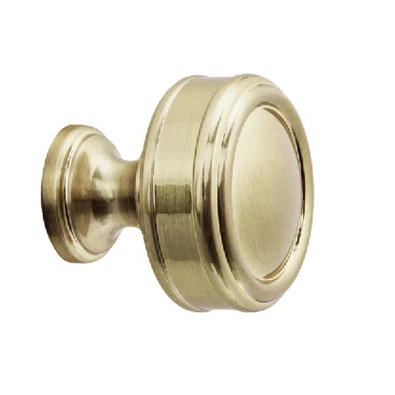 Bouton d'armoire rond en laiton satiné 1-1 / 2 po Paris, L 1,5 po x l 1,5 po, Laiton satiné