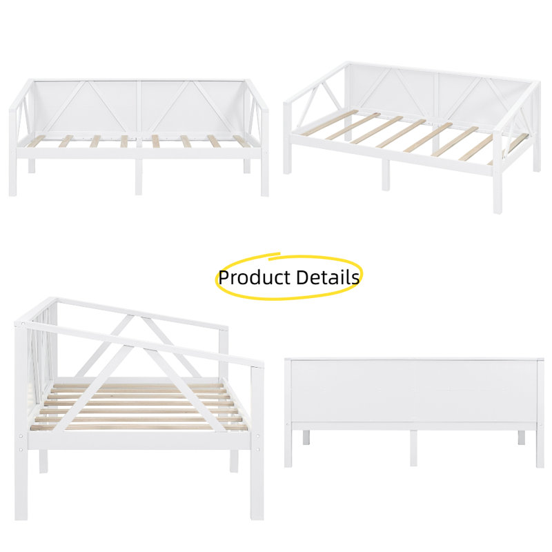 Canapé-lit polyvalent en bois massif - Lit d'invité avec rangement, conception moderne, capacité de poids de 600 lb, aucun sommier nécessaire