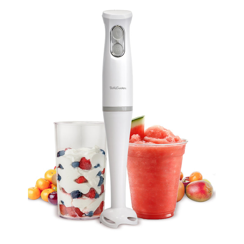 Betty Crocker 2-speed Hand Blender With 20-ounce Mixing Beaker, Immersion Blender, White