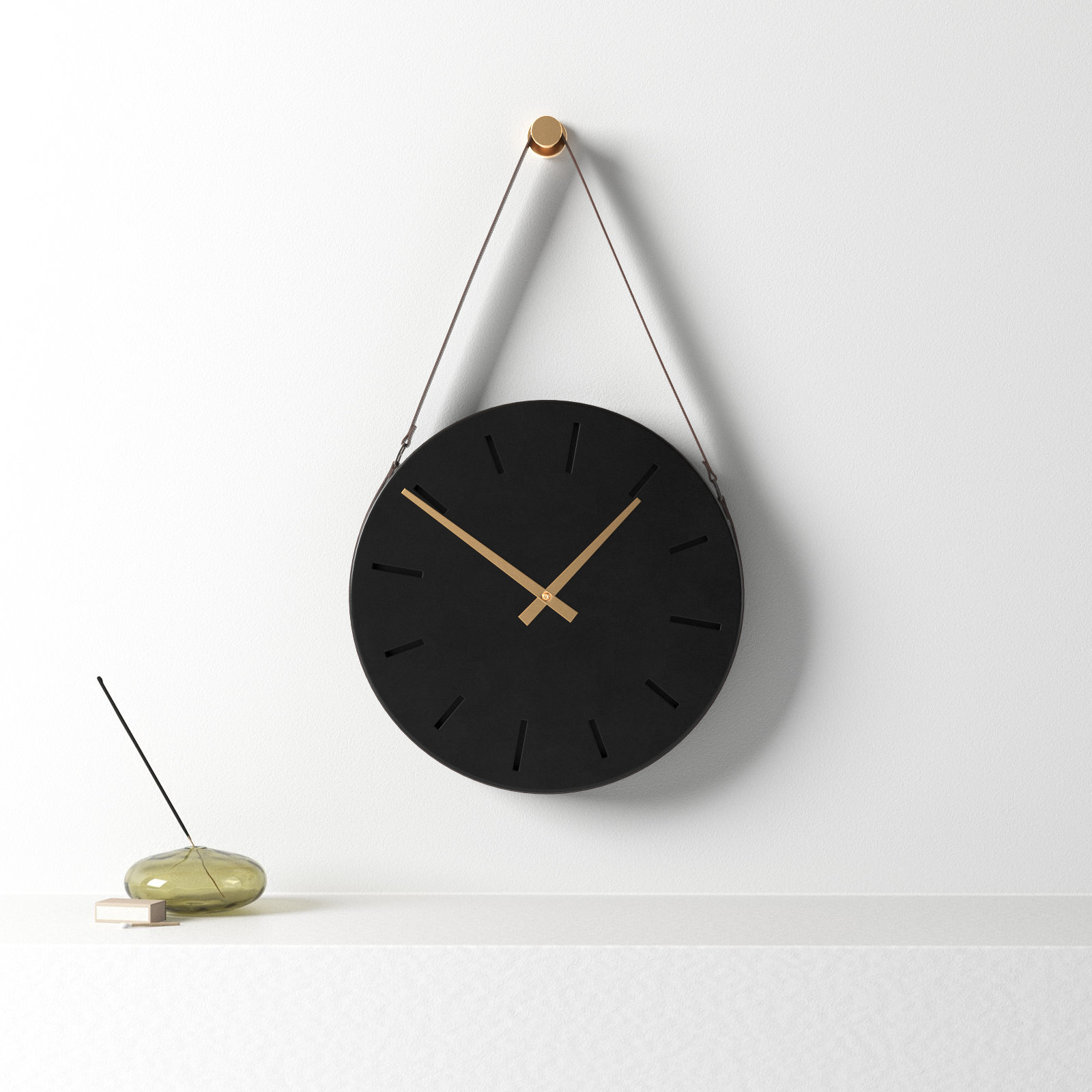 15.85'' Metal Wall Clock, Black