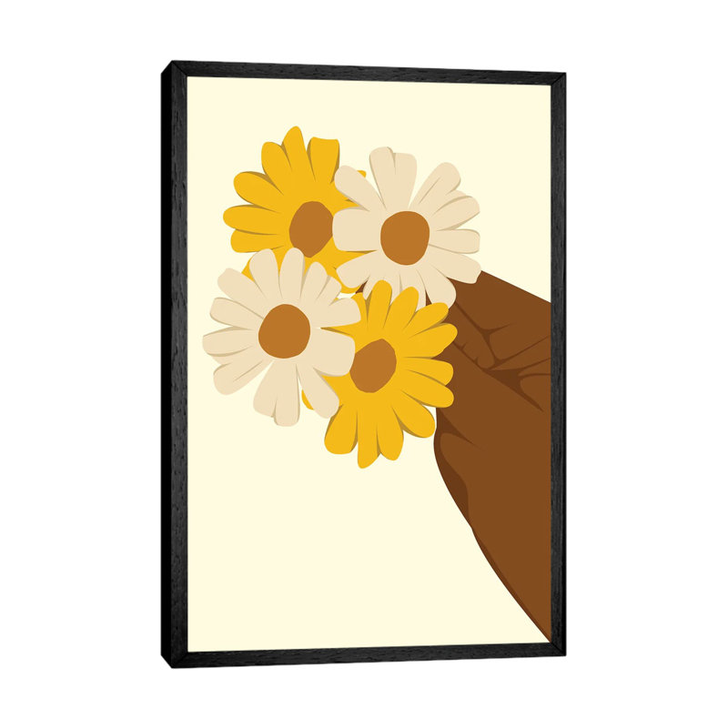 Hand Holding Flower by Tysee Ciage - Gallery-Wrapped Canvas Giclée on Canvas, Black Floater Framed