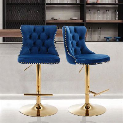 Swivel Upholstered Adjustable Height Counter Stool with Metal Frame