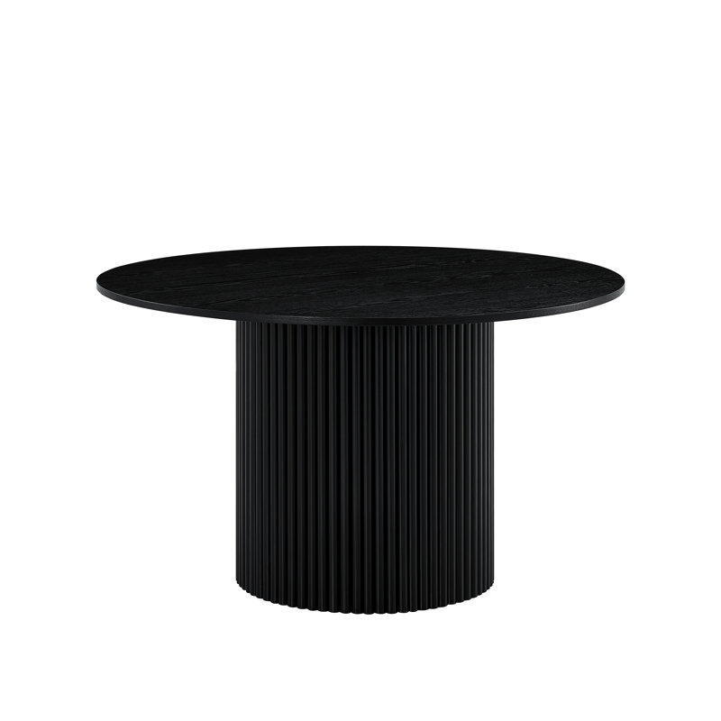  Henriet 48" Pedestal Base Round Dining Table, Black