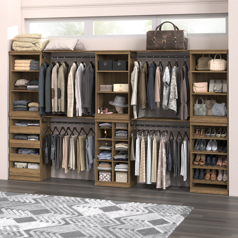 Système de rangement modulaire à grande portée dans le placard, Brun