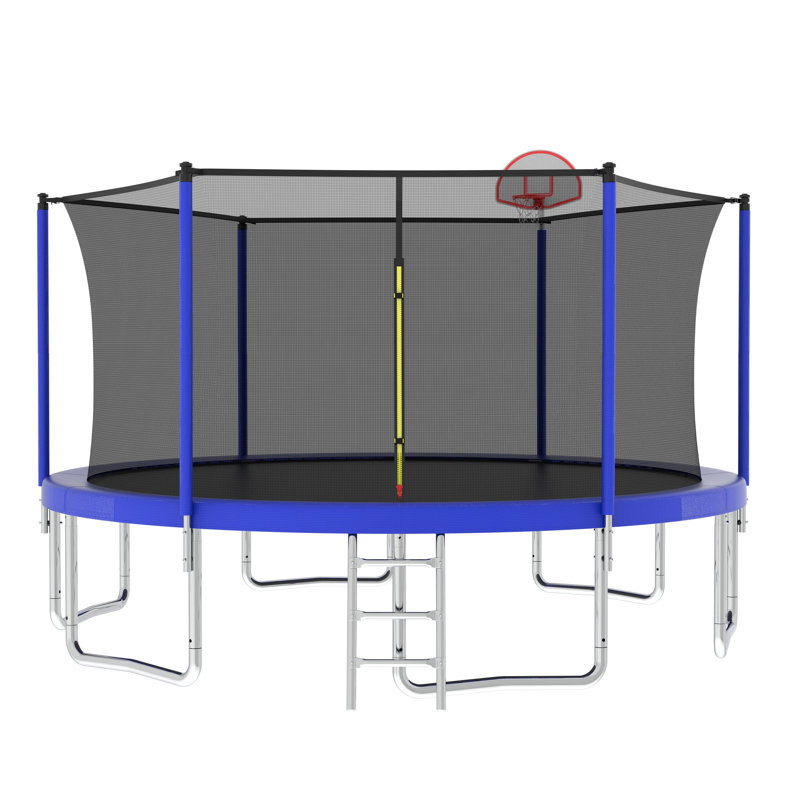 14 pi pour enfants avec filet de sécurité pour enclos extérieur pour grand trampoline, Bleu