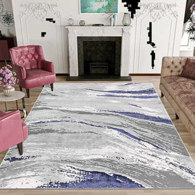 Abstract Flatweave Shag Area Rug