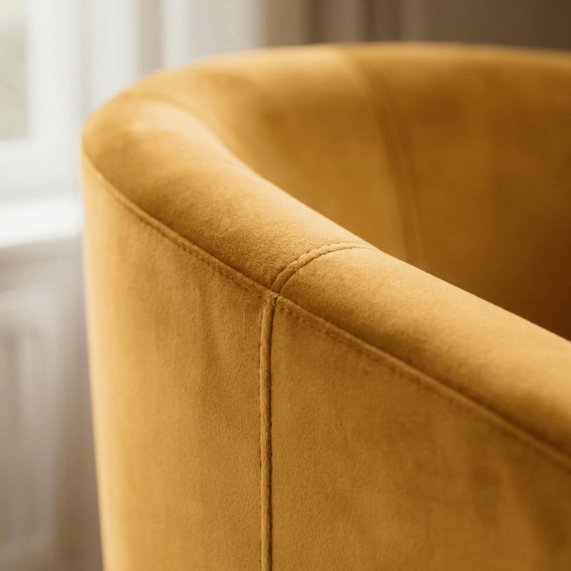 Velvet Upholstered 67m Occasional Accent Chair, Mustard