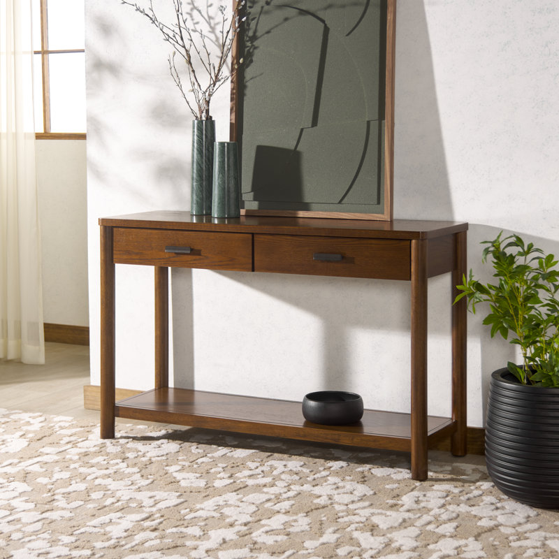 Jaylessa Wood 2 Drawer Console Table, Medium Oak