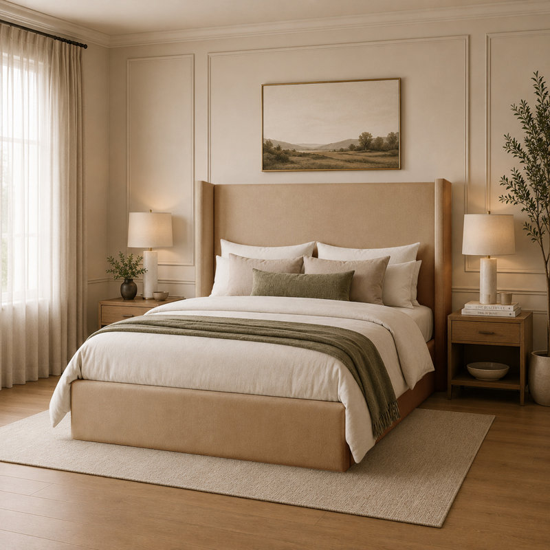 Bed, Small Double (4'), Beige