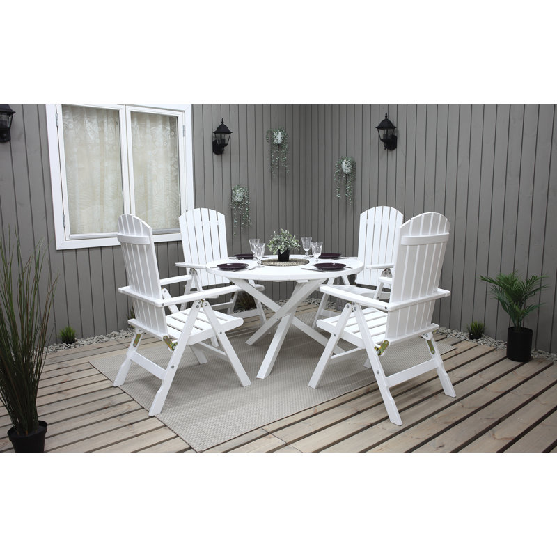 Capuano 4 - Person Wood Patio Dining Set with Round Table, White