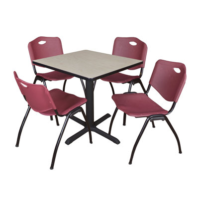 Neyland Cain Square X-Base Breakroom Table & 4 M Stack Chairs
