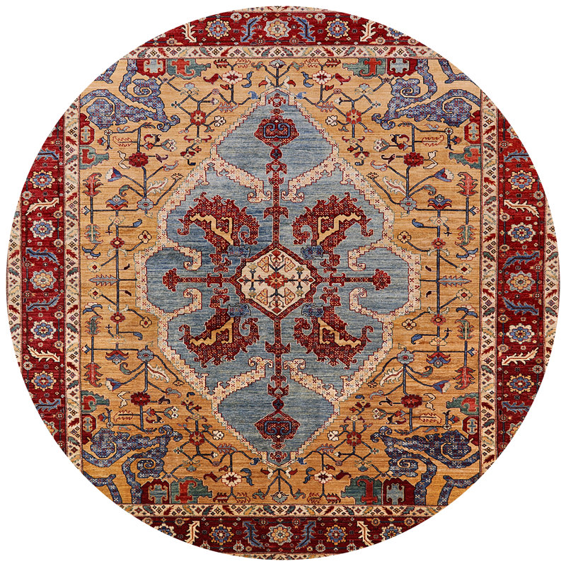 Tapis oriental rouge / beige / bleu clair Rigmor, Rond 3 pi