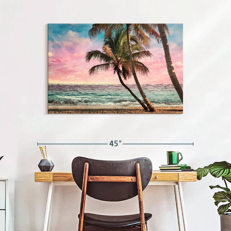 Plage envoûtante, reproduction sur toile, H 26 po x l 39 po x P 1,25 po