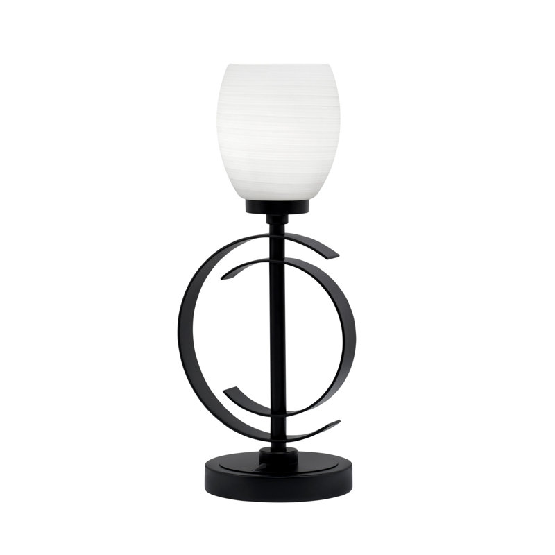 Lampe de table en acier inoxydable Jarelin, Noir mat, Blanc