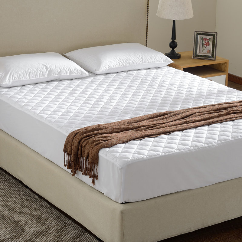 White Quilted Twin Microfiber Mattress Pad Protector