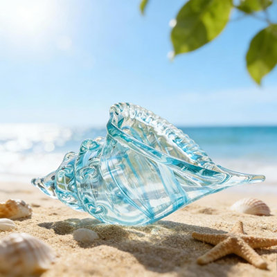 Hand blown glass conch shell figurine