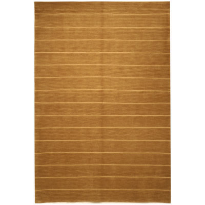 Tapis rayé tibétain en soie et laine noué à la main