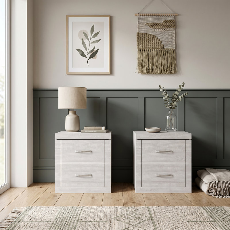 Avigail 2-Drawer Nightstand, Dusty Gray Oak