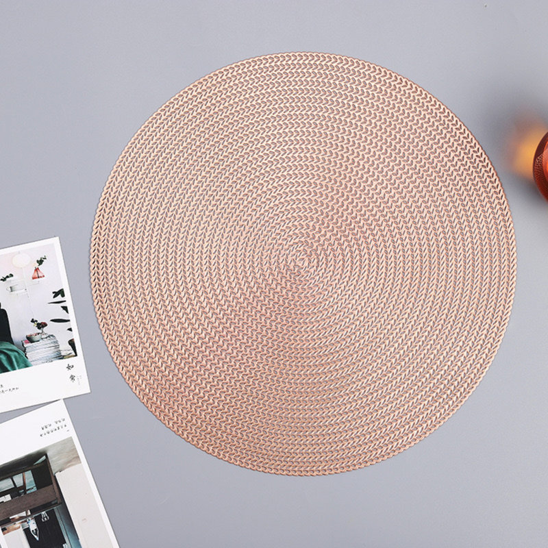 Mariaella Vinyl Geometric Round Placemat, Rose Gold