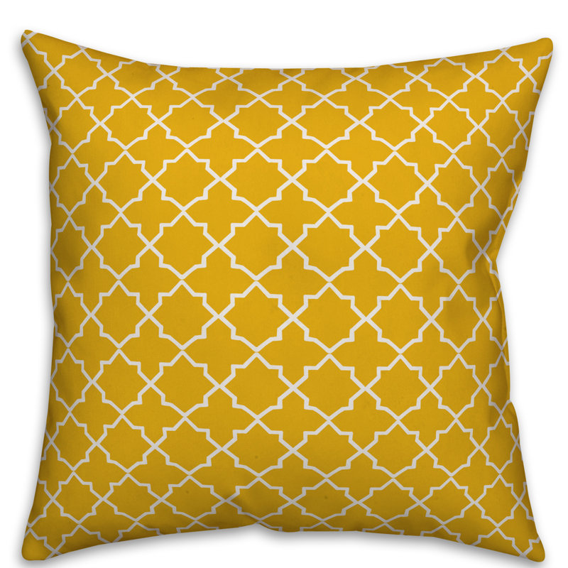  Housse de coussin Quatrefoil, 16 po x 1 po, Jaune, Pas de bourre