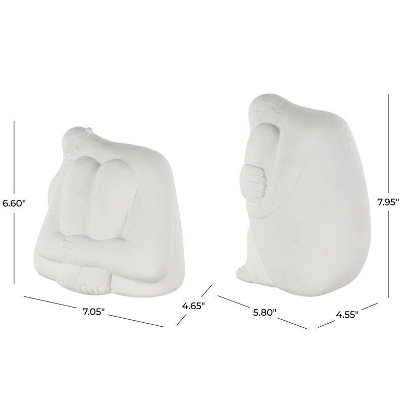 Cole And Grey Resin Abstract People Sculpture With Tucked Sitting Position