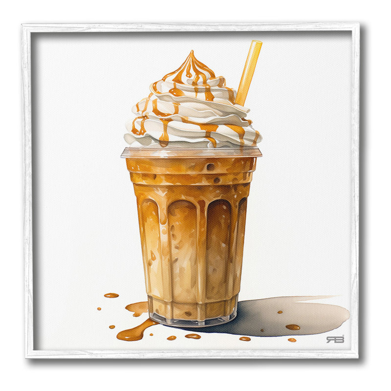 «Coffee» avec crème fouettée, estampe numérique encadrée par RB, H 12 po x l 12 po, Giclée encadrée blanc bord de mer