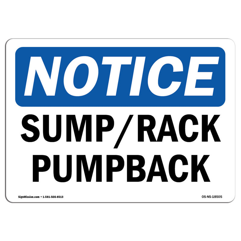 Sump Rack Pumpback Sign