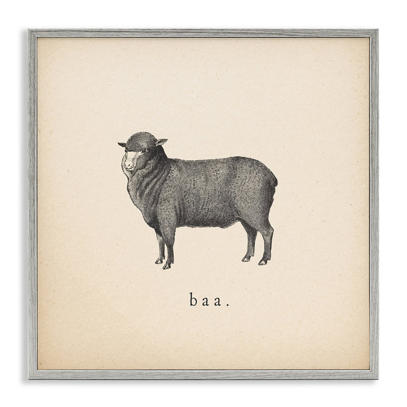 Baa Farm Sheep Sounds, art de la giclée encadrée par Wild Apple Portfolio, H 12 po x l 12 po, Estampe numérique Farmhouse