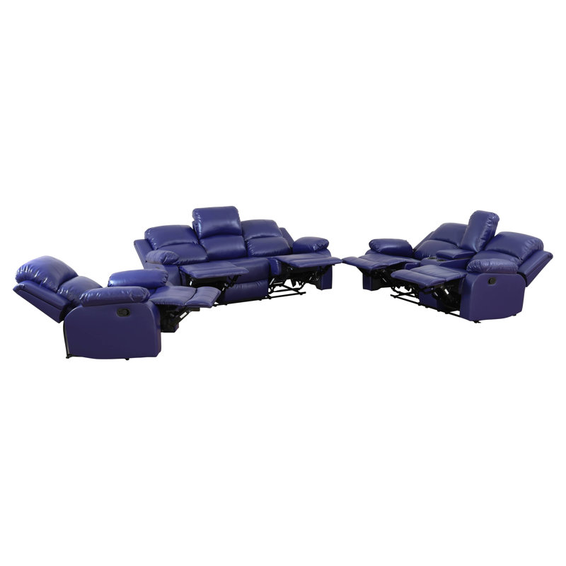 Keayon Faux Leather Recliner, Blue Faux Leather