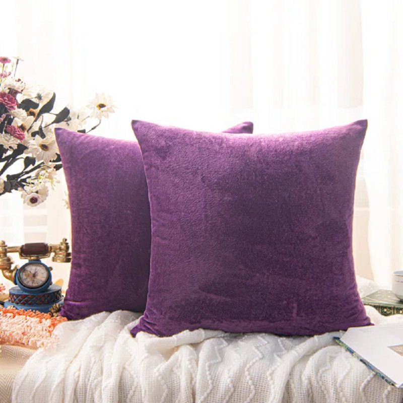 Velvet Reversible Pillow Cover, Purple