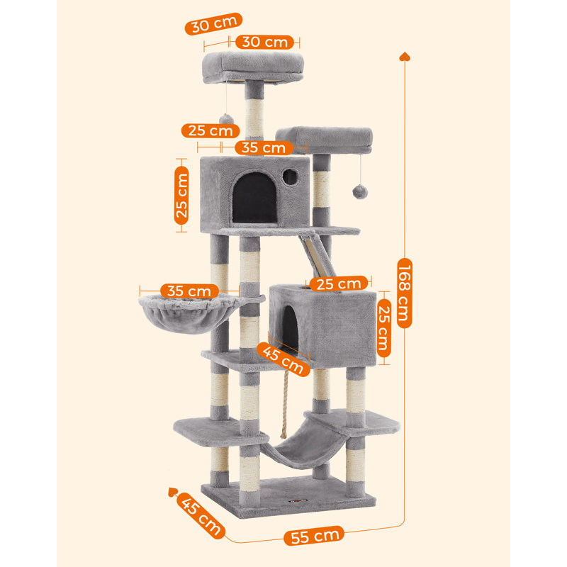 168cm H Cat Tree, Light Grey