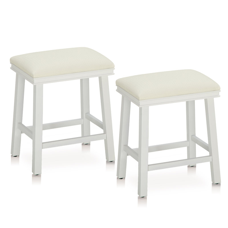Tabouret de comptoir 24 po Jelissa, Blanc, Blanc