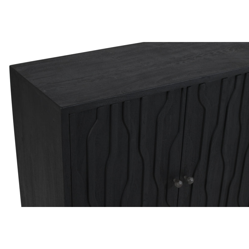 Buffet 4 portes Grandos en noir graphite transitionnel sur bois massif récupéré