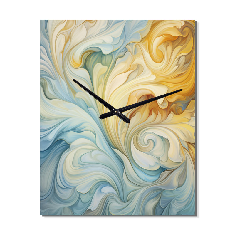 Horloge murale rétro à vagues élégantes bleues et oranges III, Moyen
