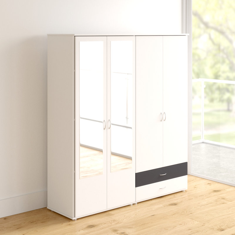 Ewert 4 Door Wardrobe, Alpine white and metallic grey